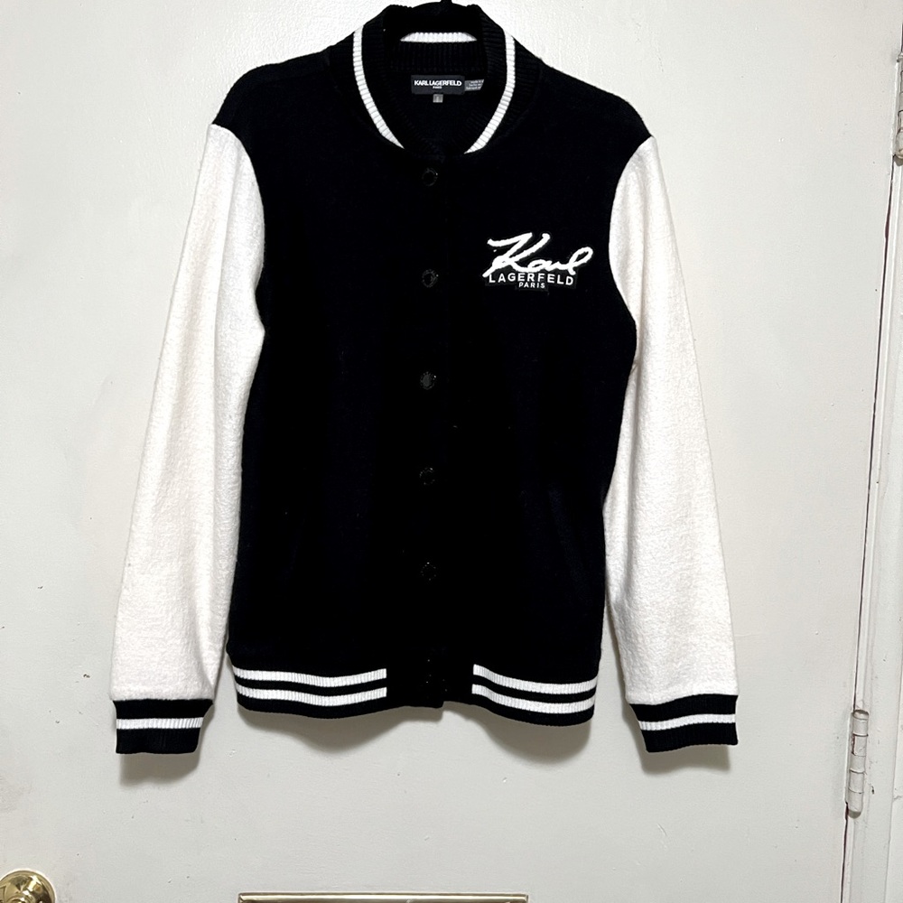 KARL lagerfeld LOGO VARSITY JACKET SIZE:M
